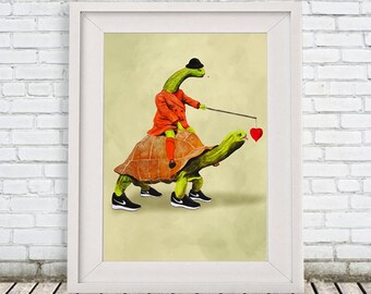 Turtle Print, digital turtle poster, turtle art, love print, nike shoes, turtle art print by Coco de Paris: Turtle Love