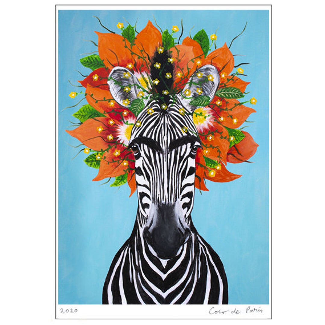 Frida Kahlo Zebra Original Rabbit Print for Wall Decoration or - Etsy