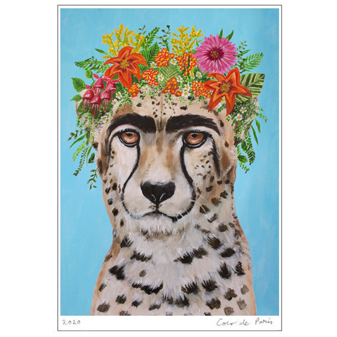 Frida Kahlo Cheetah Original Rabbit Print for Wall Decoration or ...