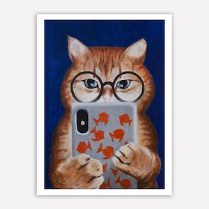 Instagram Cat, original Cat print for wall decoration or birthday gift.