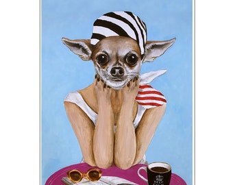 Chihuahua, Imprimée d’art,peinture animaux, art poétique, art animaux, animaux humains, art abordable