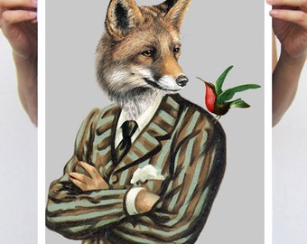 Fox print, Fox Poster, Fox Artwork A3 Fox Illustration Giclee Print Wall art Wall Hanging Wall Decor Animal Painting Digital Art