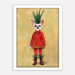 Chihuahua Kaktus, Chihuahua-Liebhaber, Chihuahua-Kunst, Chihuahua-Plakat, Chihuahua-Druck von Coco de Paris