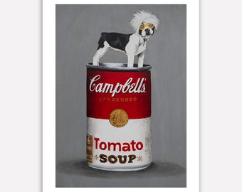 Pop Art Bulldog, frenchie,Animal painting portrait painting  Giclee Print Acrylic Painting Illustration