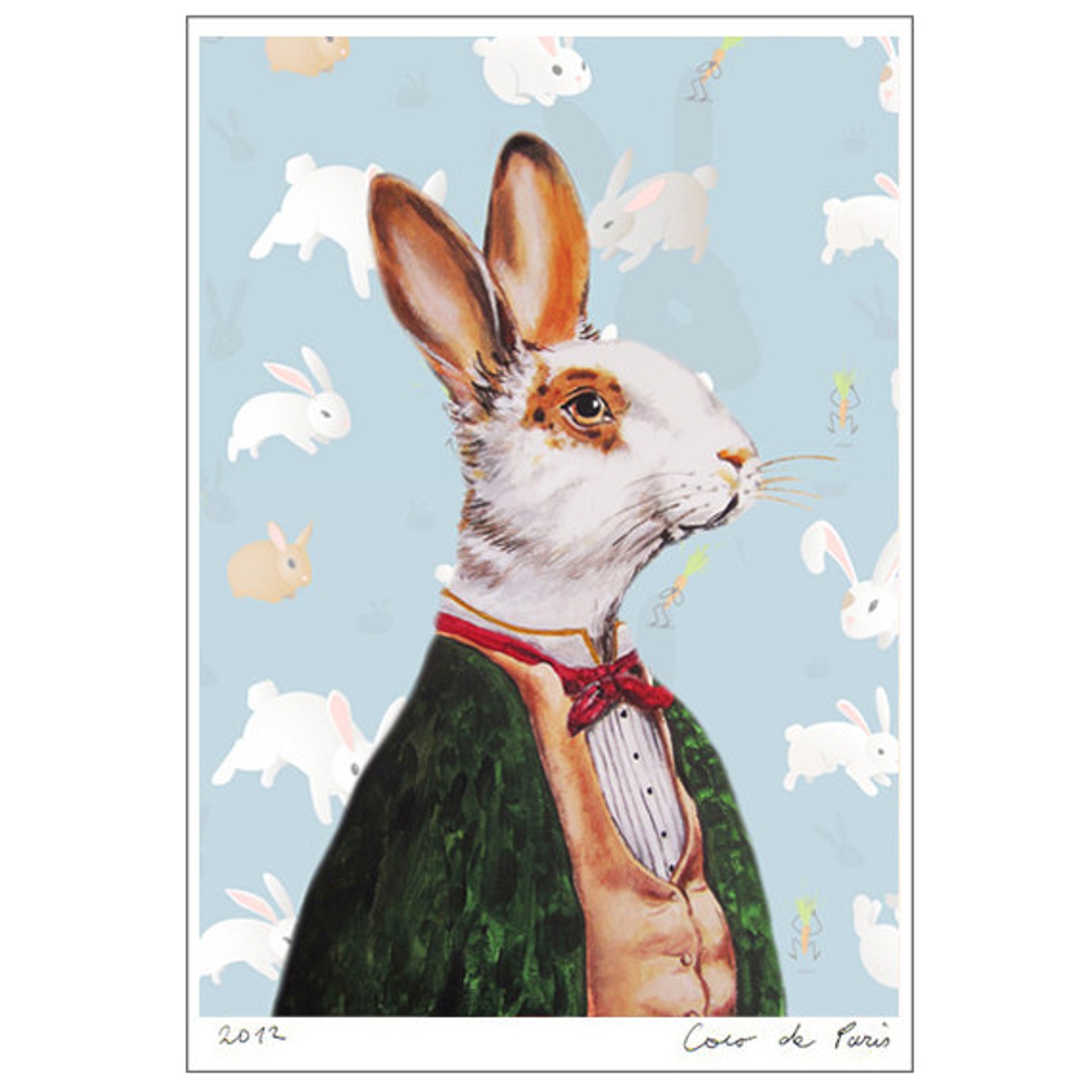 Rabbit Print, Rabbit Art Print, Rabbit Bunny Print, Rabbit Art, Bunny ...