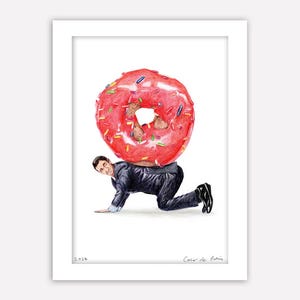 Donut Man, love donuts, donut deco, original illustration handsigned by Coco de Paris