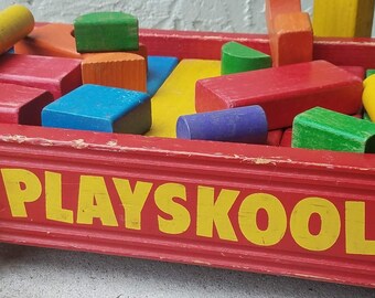 playskool wooden blocks with wagon