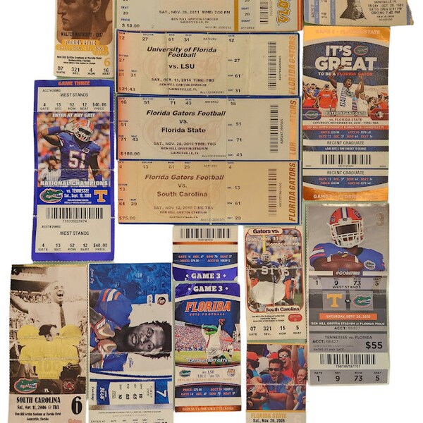 Gator Ticket Stubs Etsy