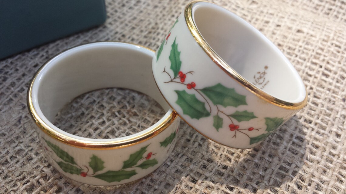 Lenox Holiday Pair of Napkin Rings in Original Lenox Box Etsy