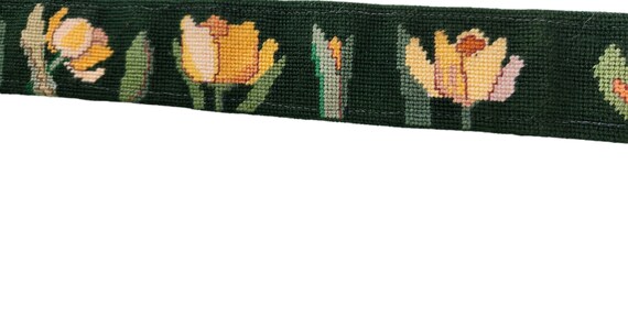 Handmade - Needlepoint - Tulips - Green and Yello… - image 3