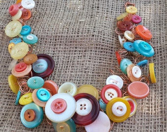 Handmade Button and Wire Necklace