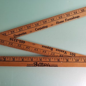Vintage Advertising Wooden Folding Yardstick - Britton&#39;s Furniture Carpeting - 501 Venice Bypass - 485-3336