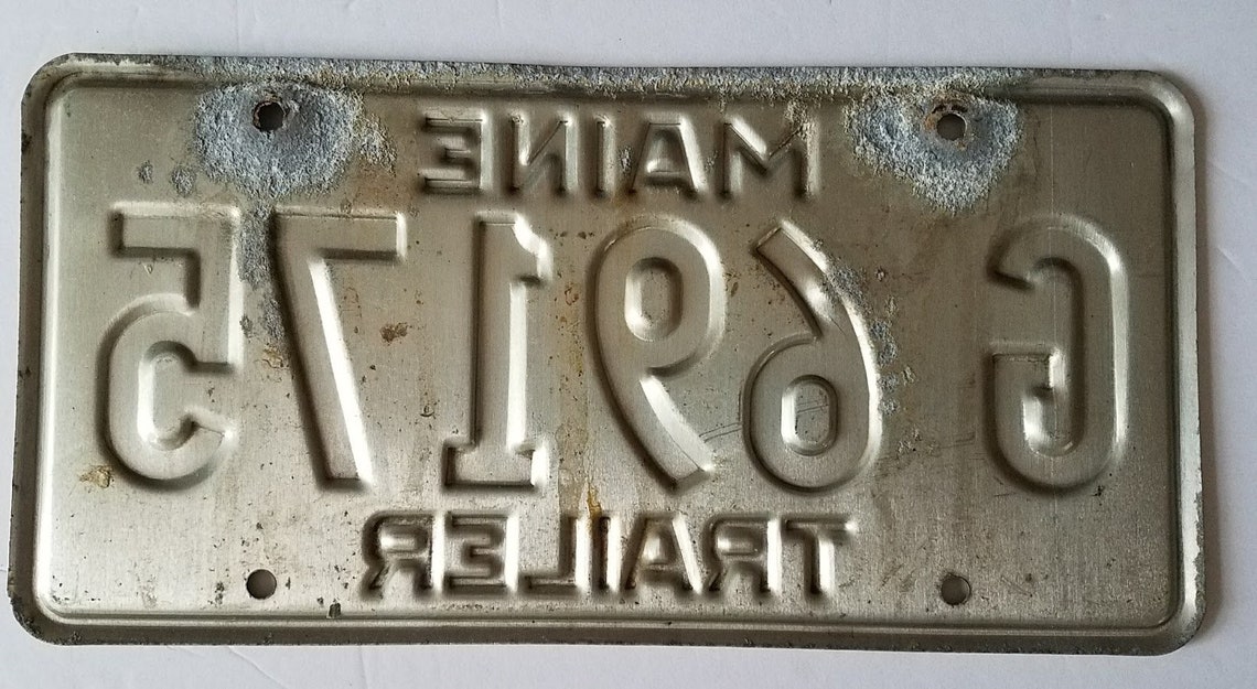 State of Maine Trailer License Plate White with Blue Lettering Etsy