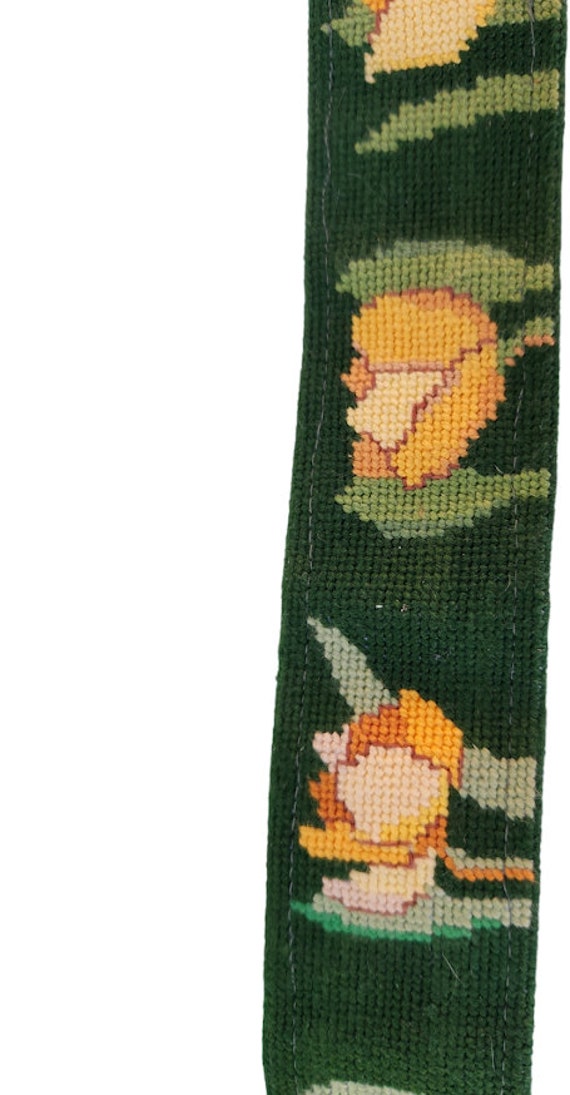 Handmade - Needlepoint - Tulips - Green and Yello… - image 4