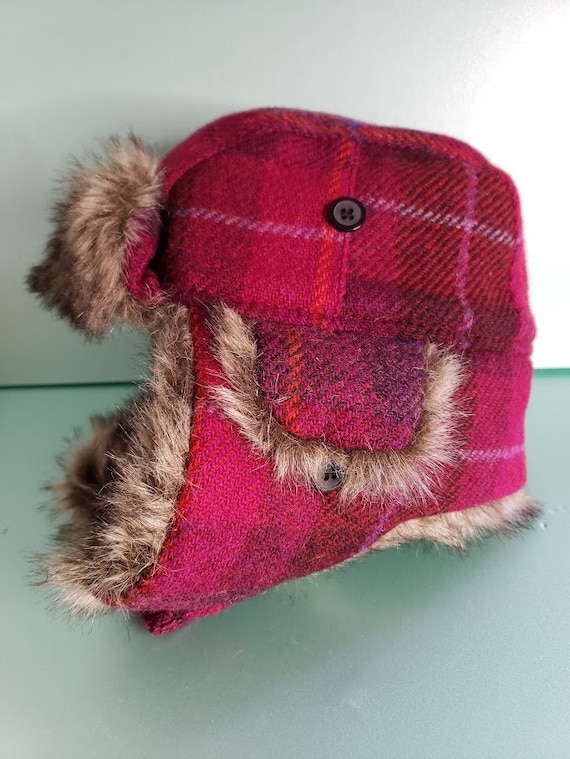 Harris Tweed Earflap Winter 100% Wool Hat - Etsy display picture 3