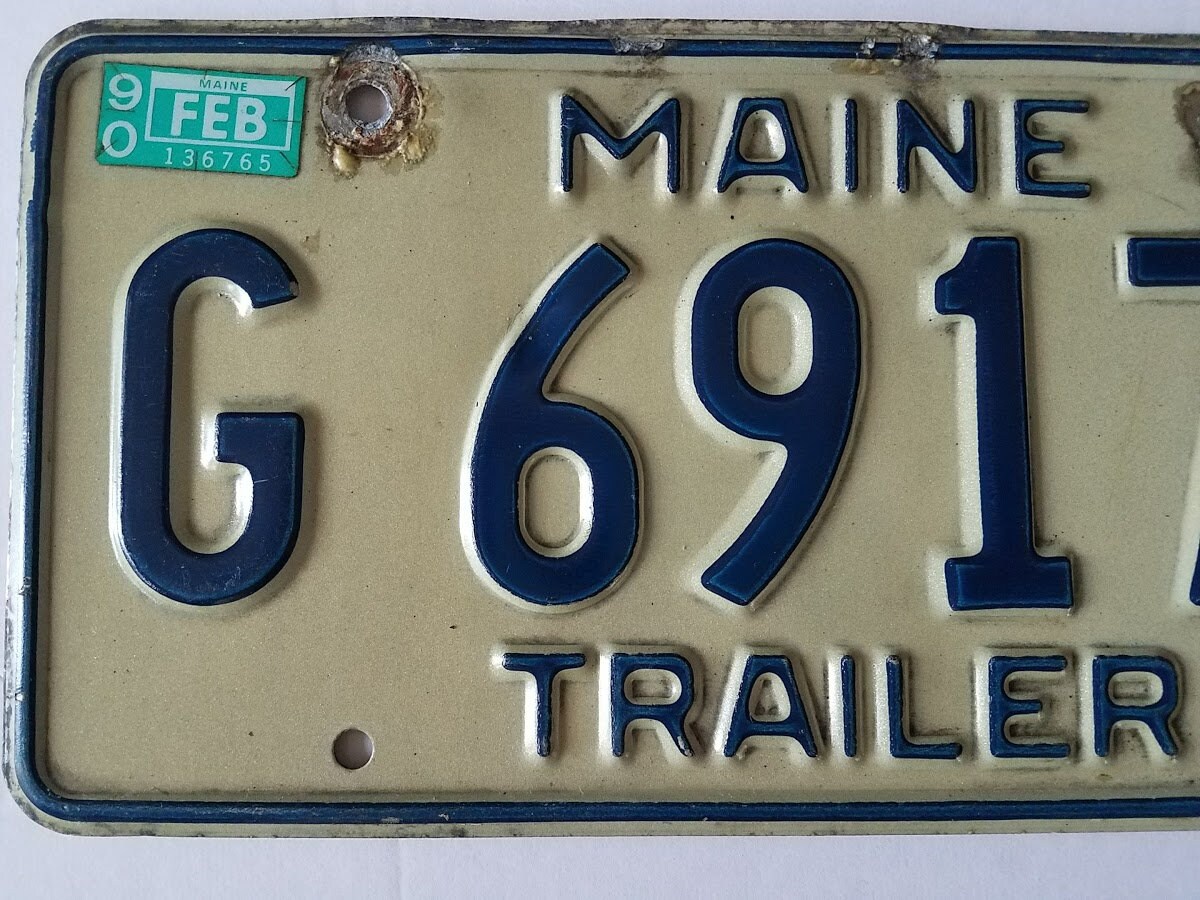 State of Maine Trailer License Plate White With Blue Lettering Etsy UK