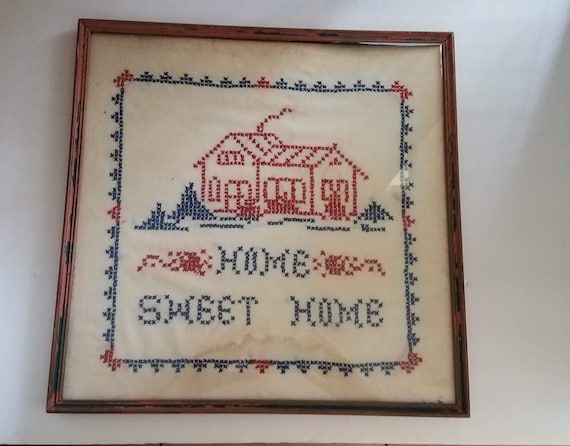 Home Sweet Home Handmade Stitched and Framed