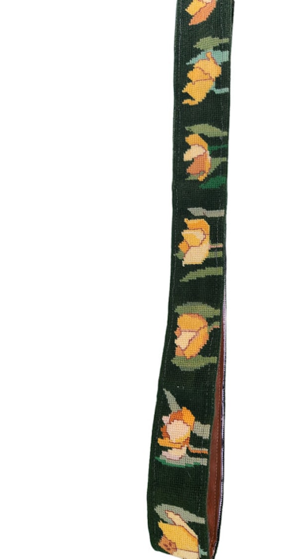 Handmade - Needlepoint - Tulips - Green and Yello… - image 5