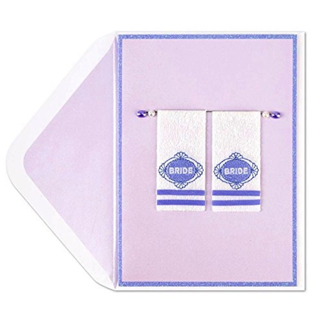 Wedding Card - Lesbian Wedding - Bride Bride Towels on Rack