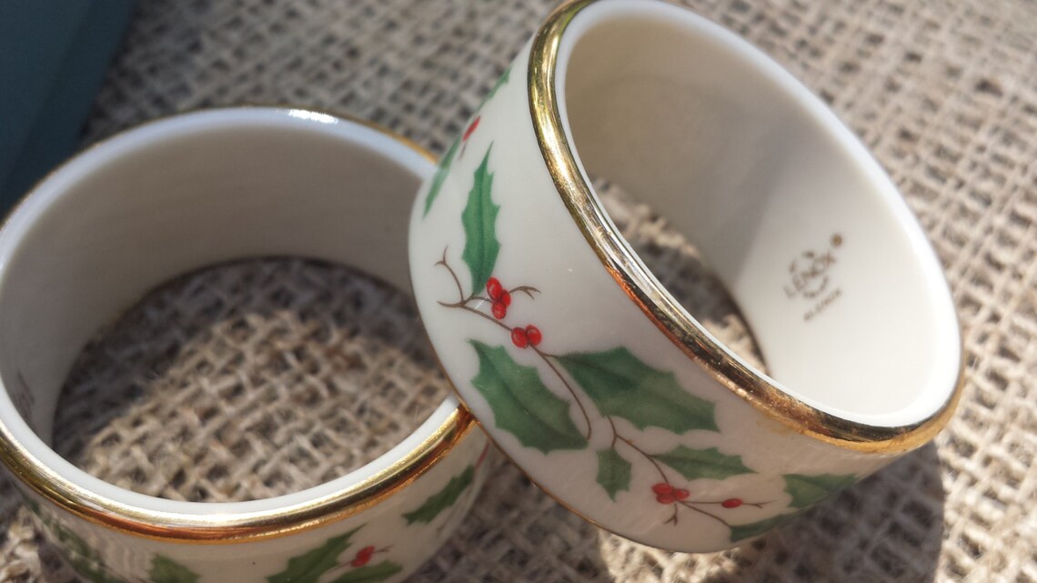 Lenox Holiday Pair of Napkin Rings in Original Lenox Box Etsy