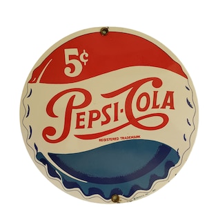 Vintage 1991 Pepsi round metal sign