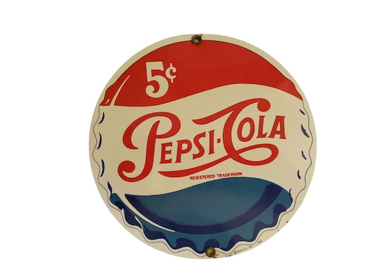 Vintage 1991 Pepsi Round Metal Sign - Etsy