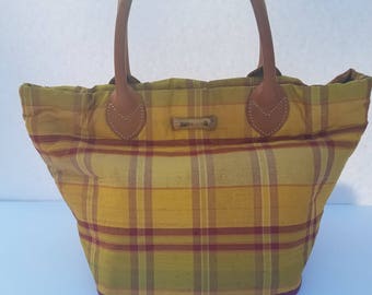 J.McLaughlin Silk Handbag with Leather Handles