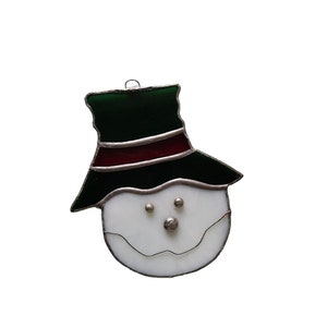 Handmade Stained Glass Snowman Christmas Ornament