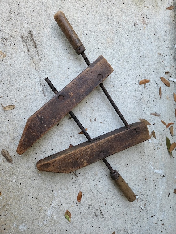 Large Vintage Wooden Clamp Etsy UK
