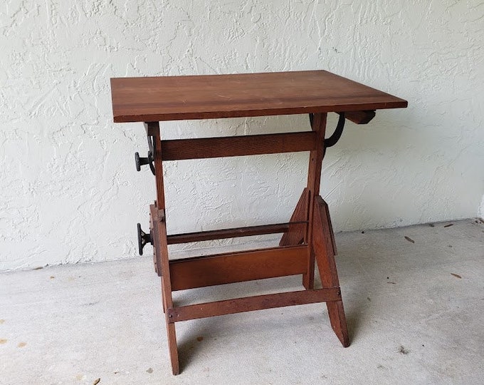 Vintage Wooden Drafting Table Etsy