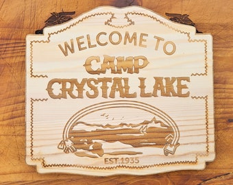 Camp Crystal Lake Wall Sign - Unpainted Wood Sign