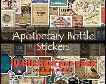 Magical Apothecary Potion Labels - Set of 10 Stickers for Enchanting Crafting