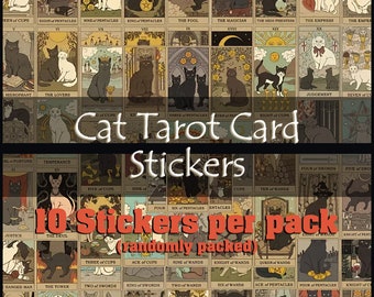 Magical Cat Tarot Stickers - 10 Assorted Designs in Every Set for Mystical Souls