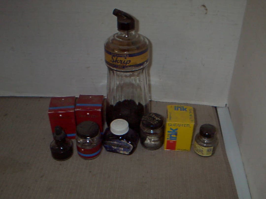 Collection of Vintage Ink Bottles Etsy