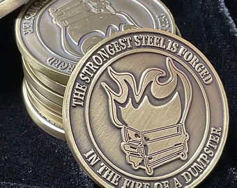 Dumpster Fire Challenge Coin | Antique Bronze