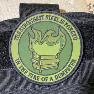 Dumpster Fire Morale Patch | Green | PVC Hook and Loop Patch
