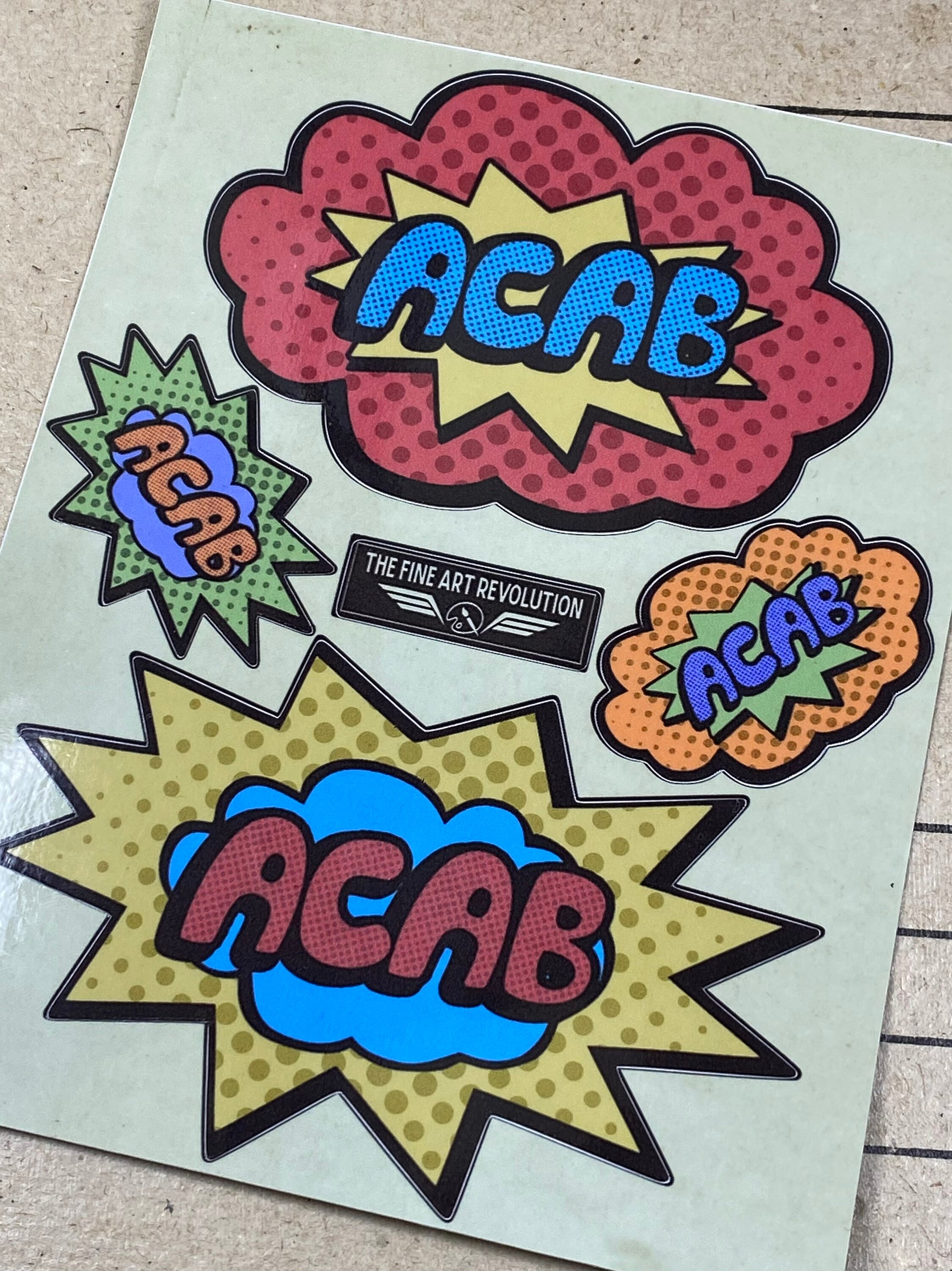 ACAB Comic Book Sticker Sheet | 5 Stickers - Etsy