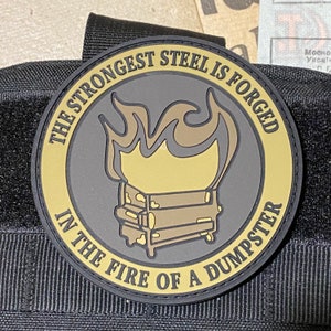 Dumpster Fire Morale Patch | Sand | PVC Hook and Loop Patch