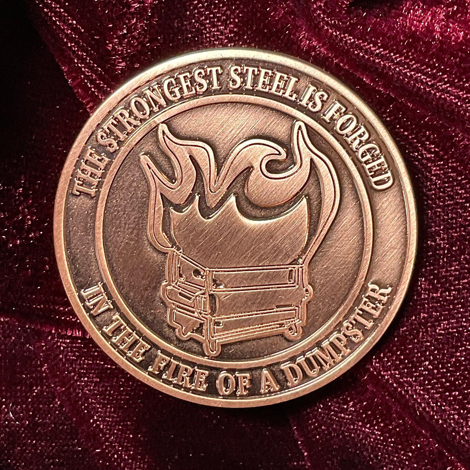 Dumpster Fire "This Is Fine" Dog Meme Challenge Coin Humor Thanks Gifts For All