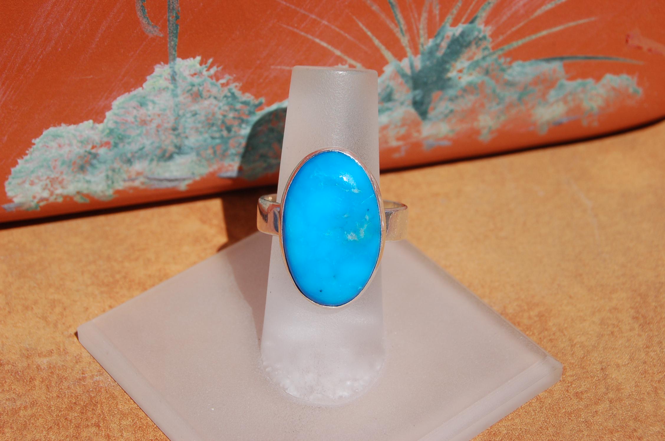 Turquoise Silver Ring Size 10.5