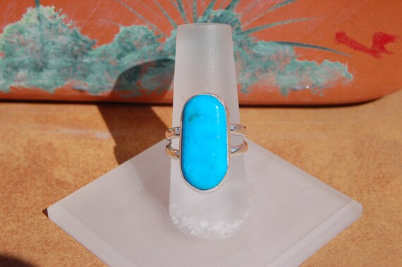 Turquoise Silver Ring Size 6   FREE SHIPPING