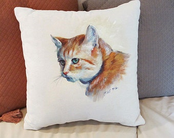 Custom-Hand-Painted Pet Portrait Pillow