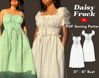 Elastic Waist Milkmaid Dress - Daisy Frock PDF Sewing Pattern