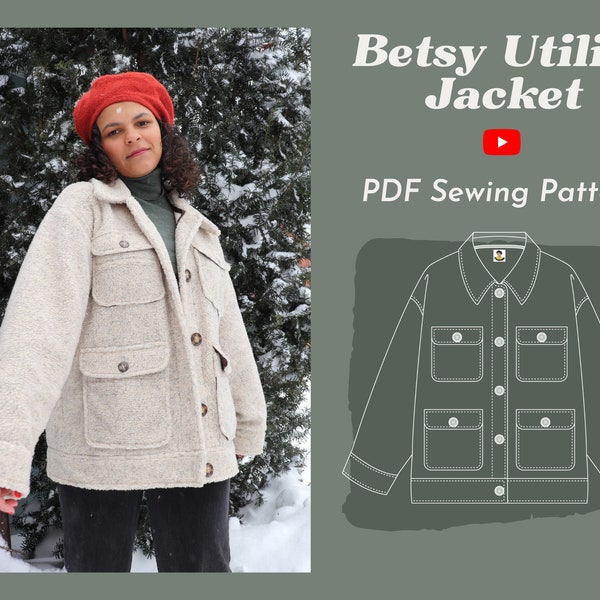 Betsy Utility Jacket Pattern XXS-XL - avec tutoriel de couture youtube