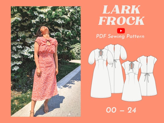 Keyhole, Capsleeve, A-line Dress - Lark Frock PDF Sewing Pattern - Etsy Keyhole, Capsleeve, A-line Dress - Lark Frock PDF Sewing Pattern - Etsy
