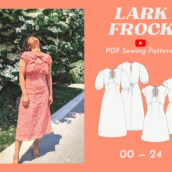 Keyhole, Capsleeve, A-line Dress - Lark Frock PDF Sewing Pattern