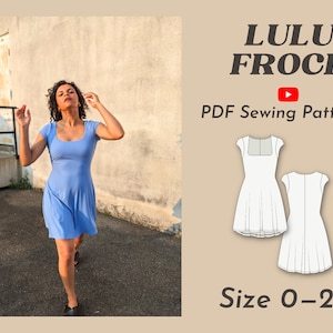 Square Neck Cap Sleeve Dress Pattern | Lulu Frock