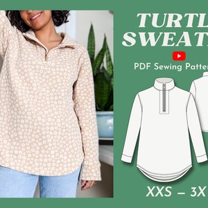 Quarter Zip Sweater - Turtle Sweater PDF Sewing Pattern