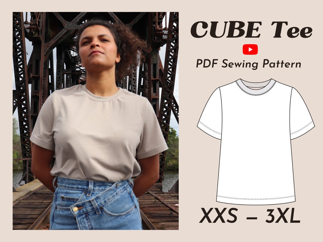 T-shirt Sewing Pattern | CUBE TEE, Perfect Boxy T-shirt - Etsy