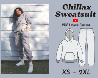 Sweatsuit Digital Pattern - Chillax Sweatpant and Hoodie - with Youtube Sewing Tutorial